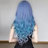 Blue-purple Wavy Wig with Bangs Realistic Cosplay Fake Hair For Daily Dress Party Halloween