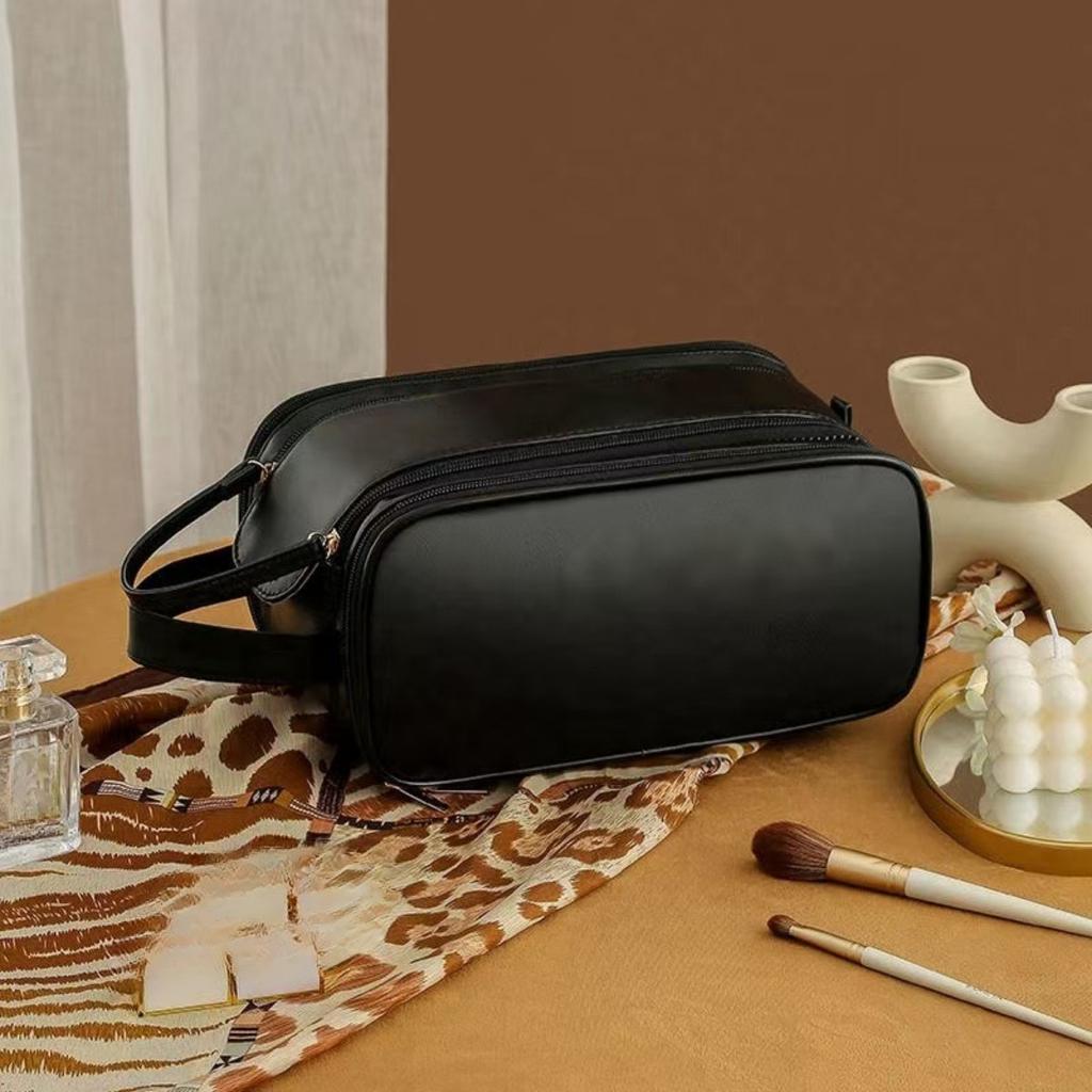 Damen Multifunktionale Make-up-Tasche - Große Kapazität Tragbare Reise Kosmetik Aufbewahrungsbox, Mit Pinsel- und Toilettenartikel-Aufbewahrungsfächern