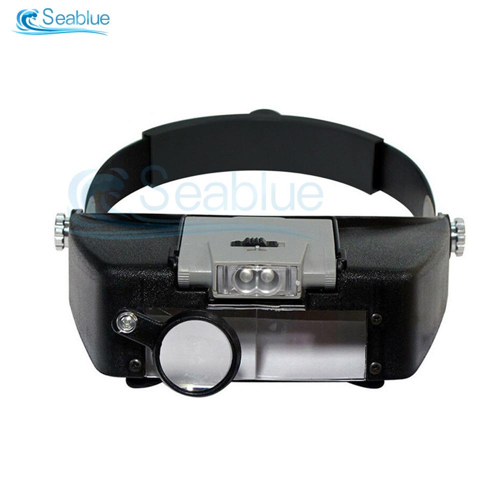 

Headband Magnifying Reading Optical Glasses with Light for Close Work Rechargeable Magnifier Repairing LED Jewelers Visor чорний