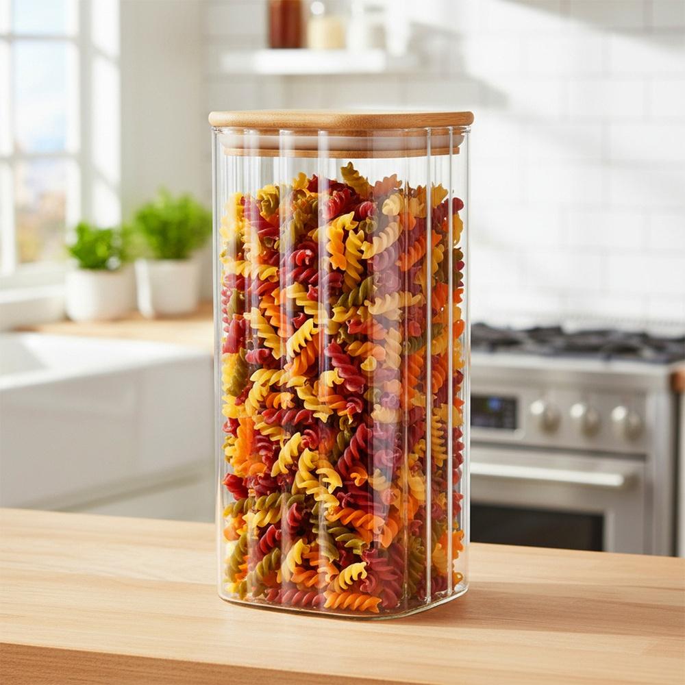 Glass containers for loose products with lid and seal 1.6 l 3 pcs.