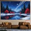 2D Winter Night Sky Shooting Star Tapestry Background Cloth
