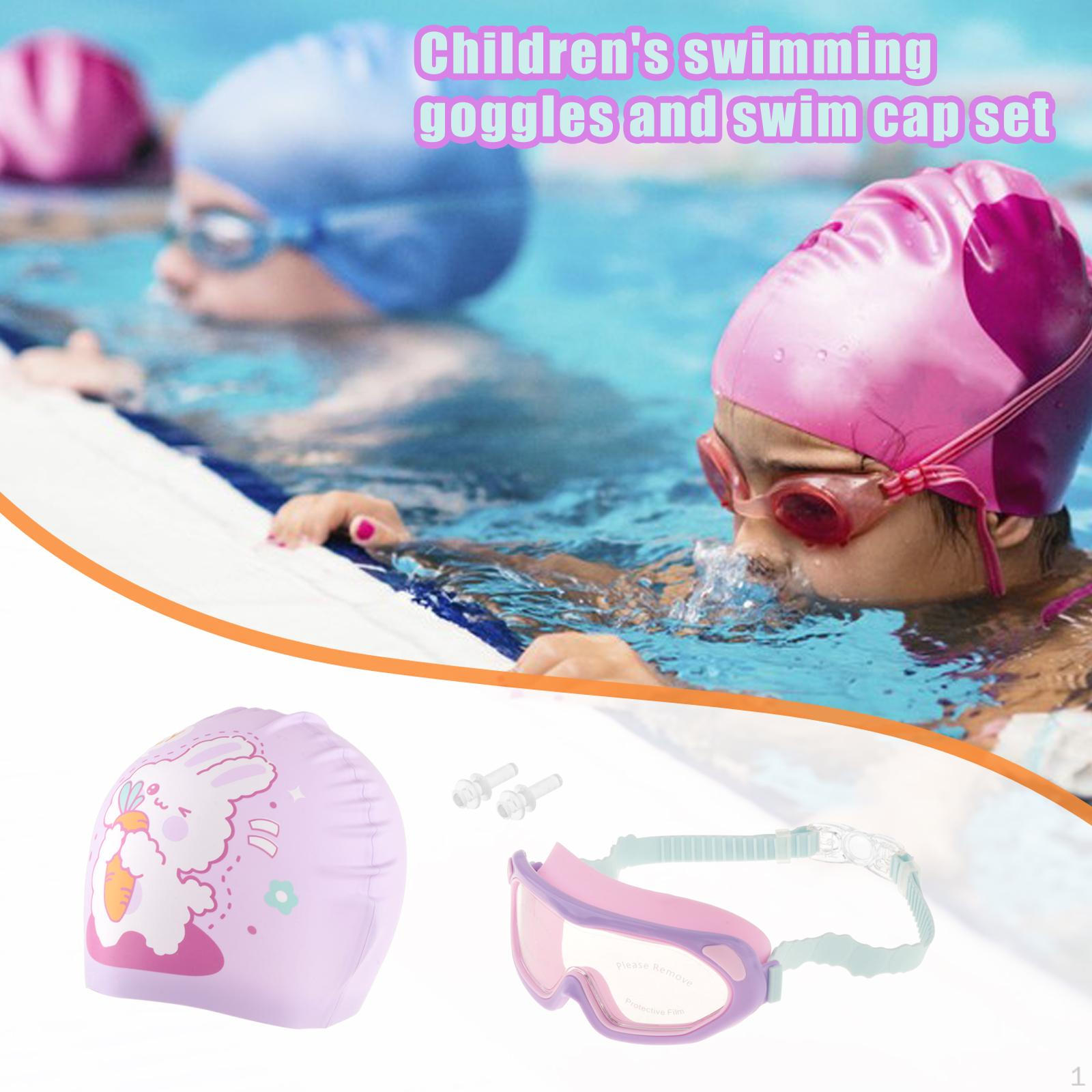 

Kids Swim Goggles Swimming Cap Adjustable Comfortable Anti Fog Glasses Eyewear for фіолетовий