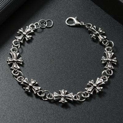 Bracelet Croix Gothique Pour Hommes Femmes Motif Floral Vintage Hip Hop Rock Tendances Européennes Américaines Fête Anniversaire Cadeau de Vacances