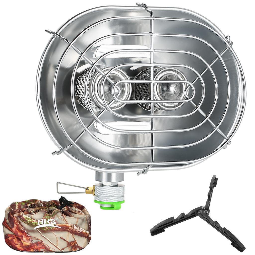 Double Head Outdoor Heater Portable Infrared Ray Camping Heating Stove Warmer Heating Gas Stove with Gas  Adapter Heater