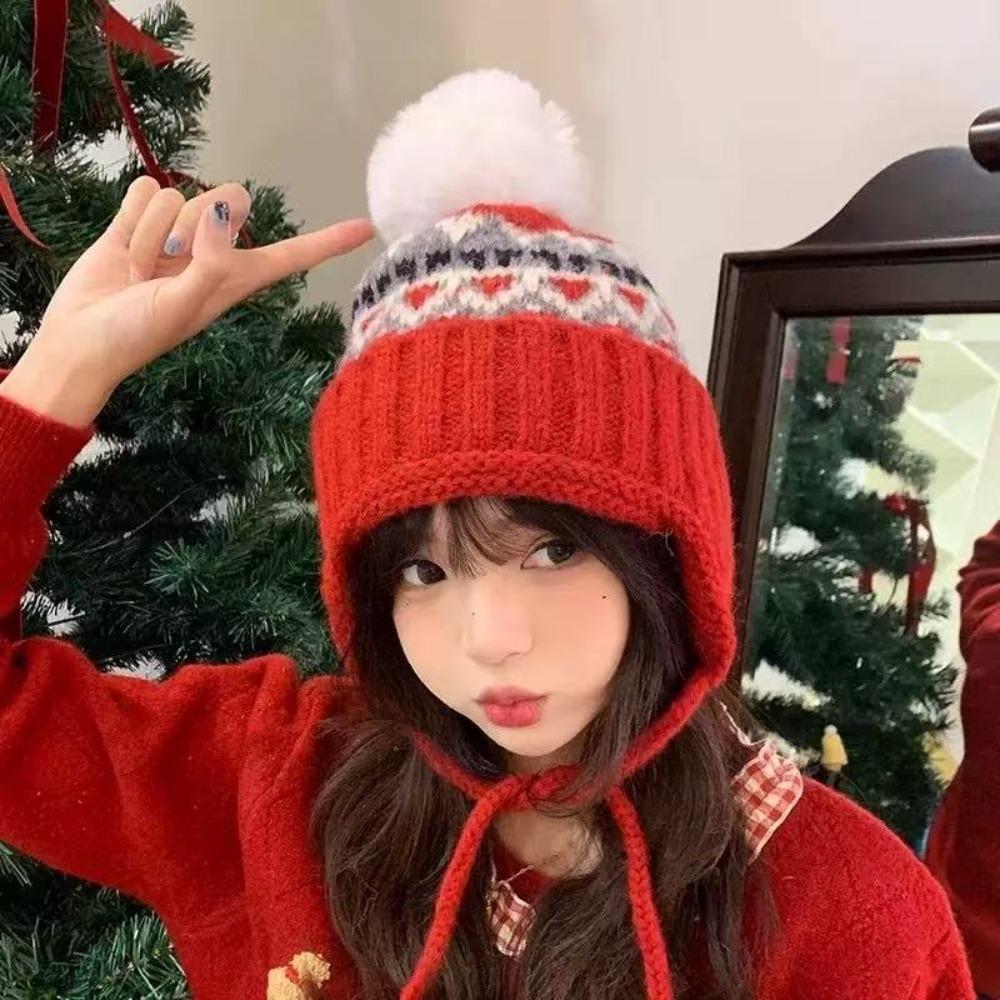 Fashion Warm Winter Hat Thickened Cute Beanie Hats Ear Protection Knitted Cap for Women