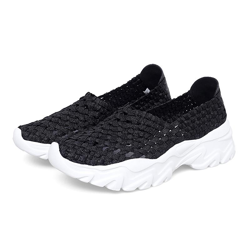 Summer Moccasin Pink Beach Walking Shoes Women Multicolor Casual Weave Slip on Braided Elevator Sneakers Plus Size