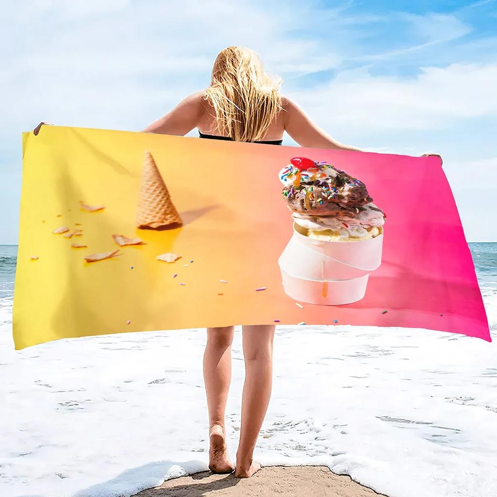 Summer Beach Towel for Adults Kids, Ice Cream Quick Dry Bath Pool Towels Beach Accessories Microfiber Sand Free Beach Towels