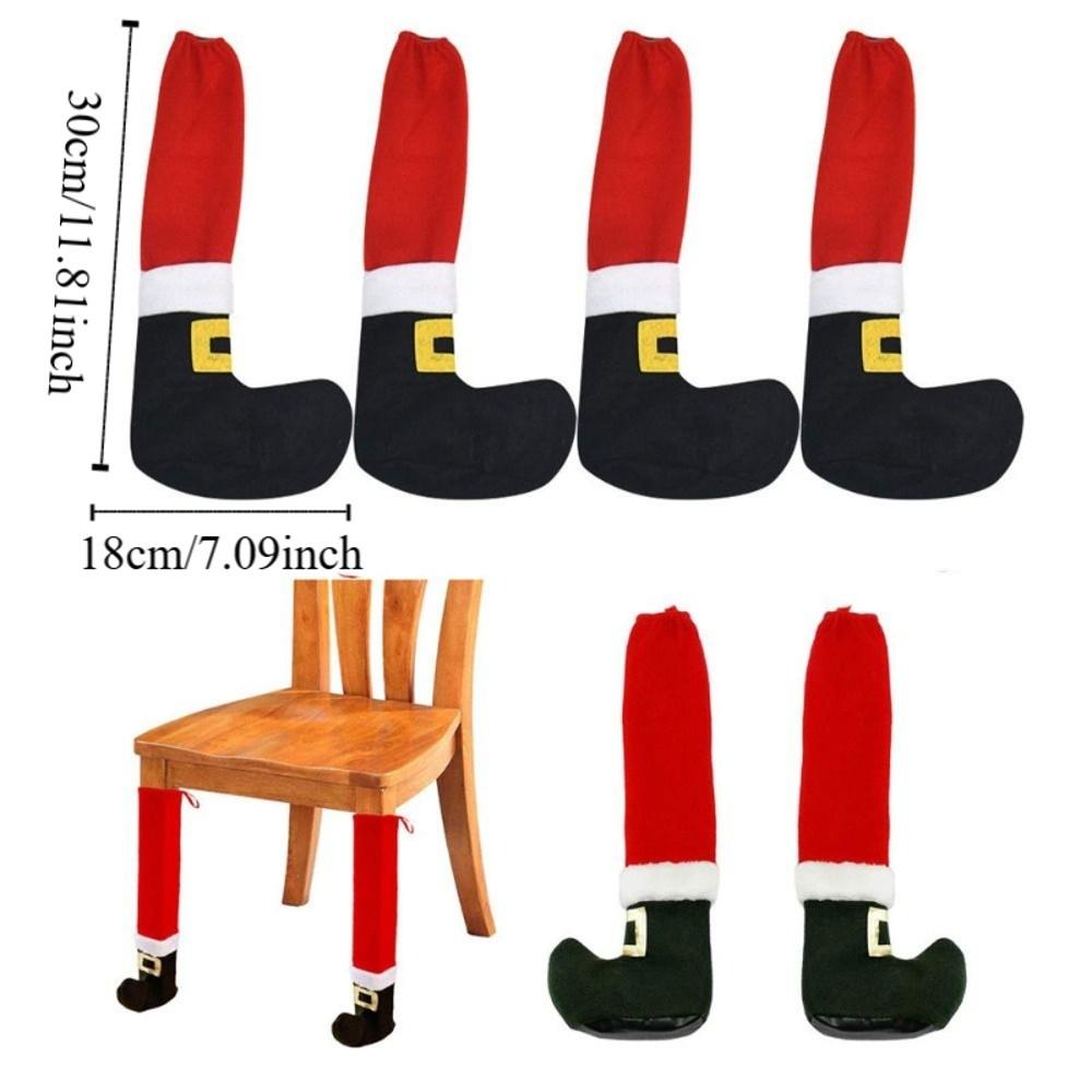 4pcs Universal Christmas Chair Foot Cover Elastic Band Design Furniture Feet Sleeve  Household