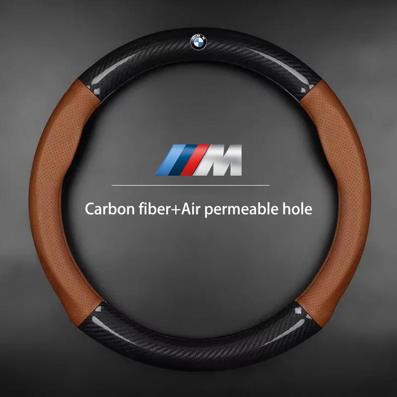 NEW Car Carbon Fiber Leather Steering Wheel Cover For BMW E46 E90 E60 F30 E39 F10 F20 E87 E36 F20 F30 1 2 3 5 7 Series X1 X3 X5