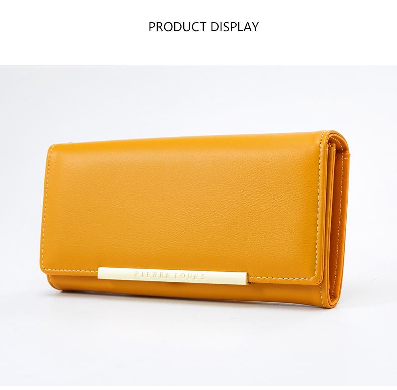 Damplånbok i koreansk stil med stor kapacitet och dubbelt vik – Enfärgad, Flera kortfack, Enkel exklusiv kuvertväska