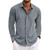 Spring and Autumn Men's Casual Patchwork Lapel Long Sleeved Shirt