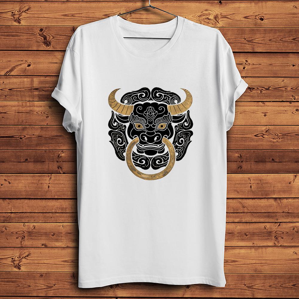 Chinese Ancient Guardian TotemCattle Head Knockerholde Funny Vintage TShirtCasual Unisex Tshirtnocracking Breathable Print