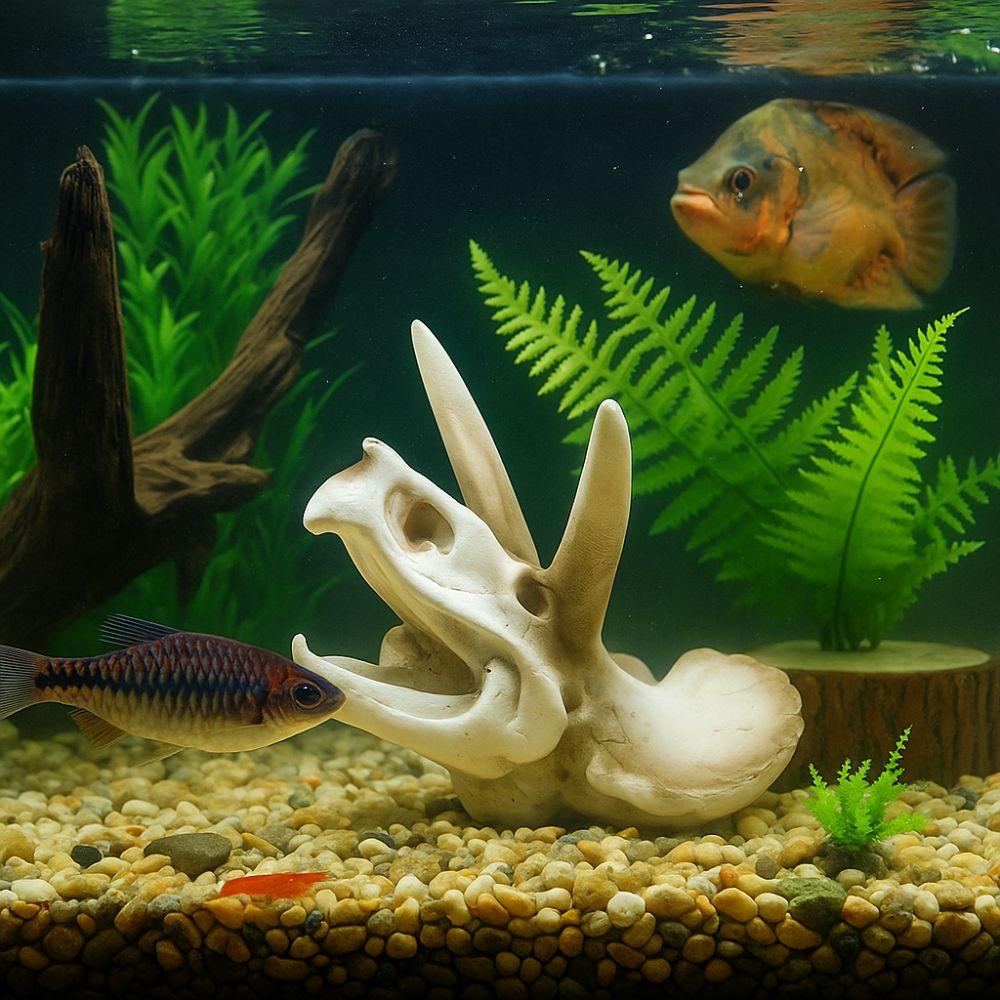 Simulated Dinosaur Skeleton Resin Fish Tank Ornament Animal Skull Ornament  Aquarium