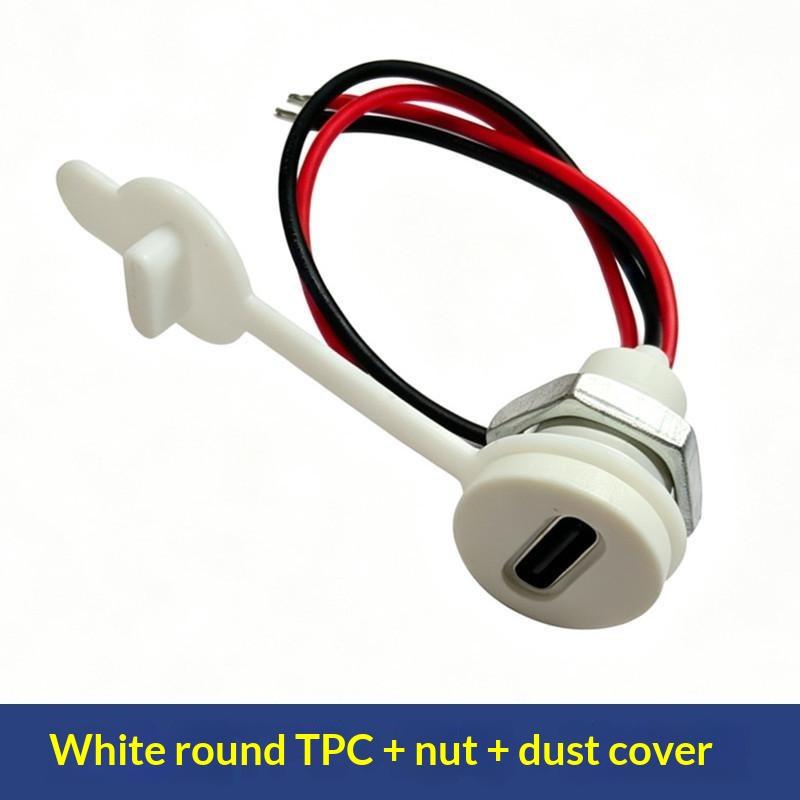 Threaded Type C Female Socket Connector Pre Soldered Wires Anticorrosion Shell For Diy Car Modification Device Repair