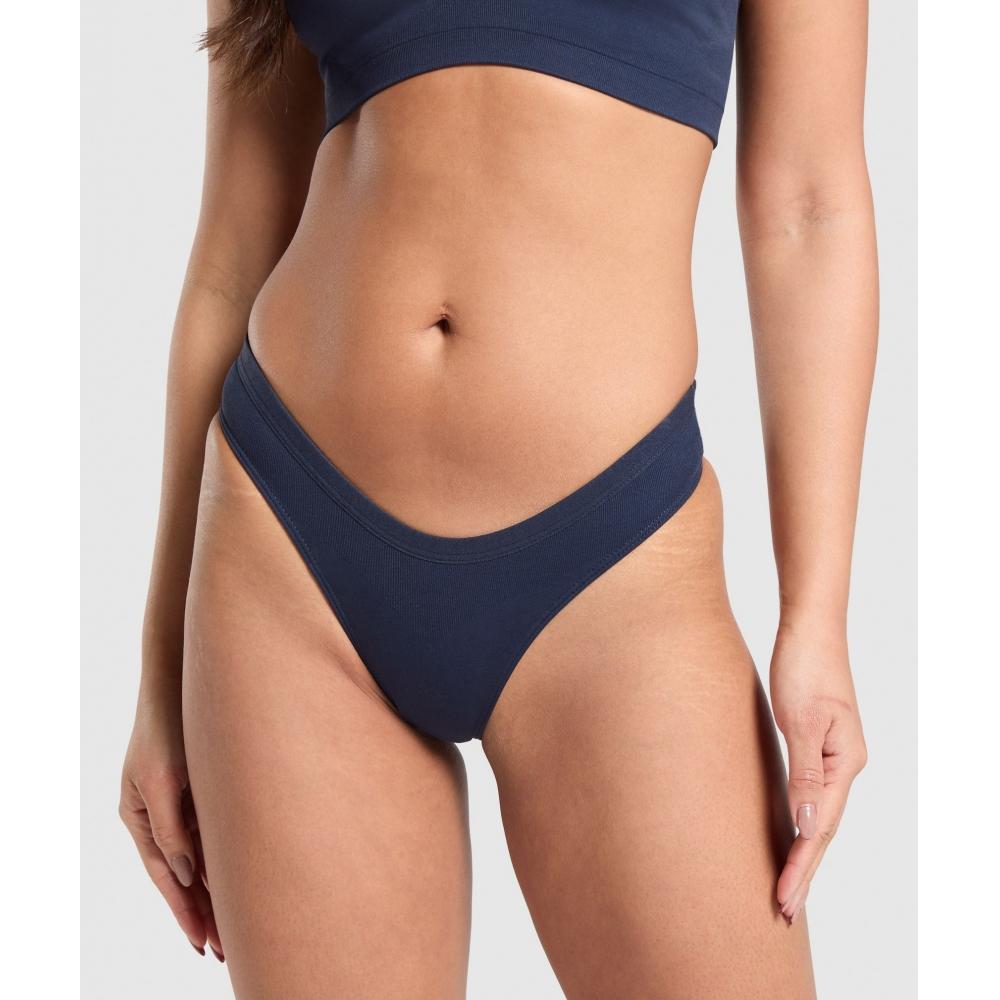 

Gymshark Seamless Dipped Front Thong Heavy Blue B6a6y Uctn XS