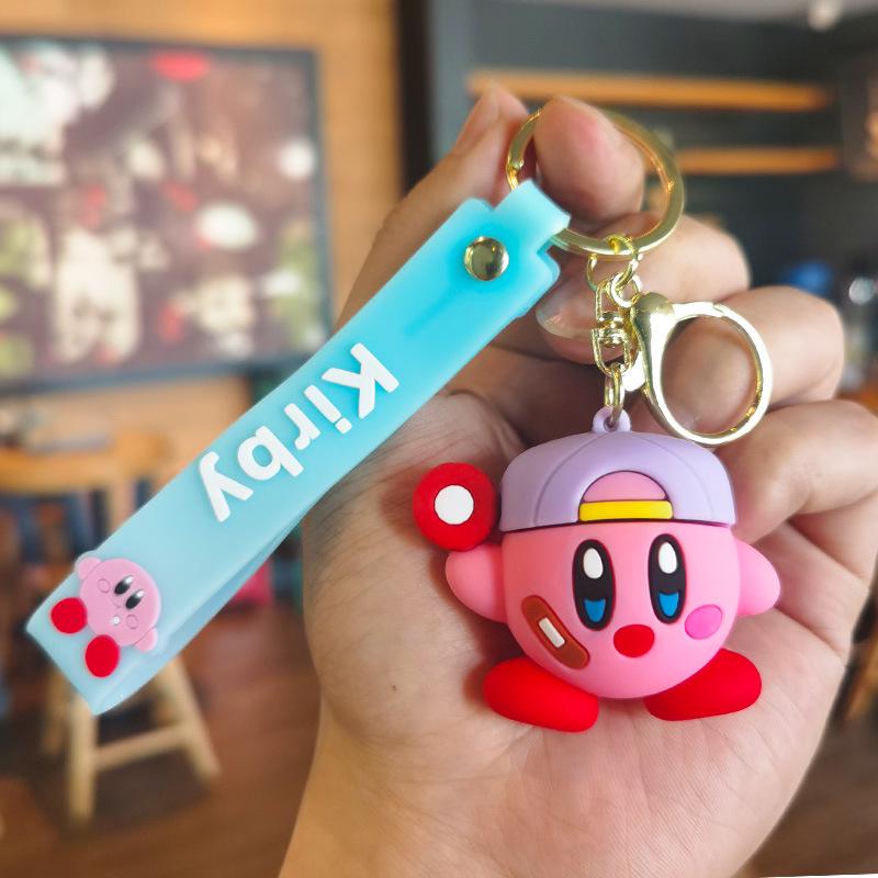 Pink Kirby Star Plush Keychain - Cute Heart Backpack Pendant