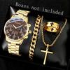 2/4PCS Men's Watch Set Business Fashion Roman Digital Scale Quartz Watch Jewelry Set Suitable for Daily Clothing Matching