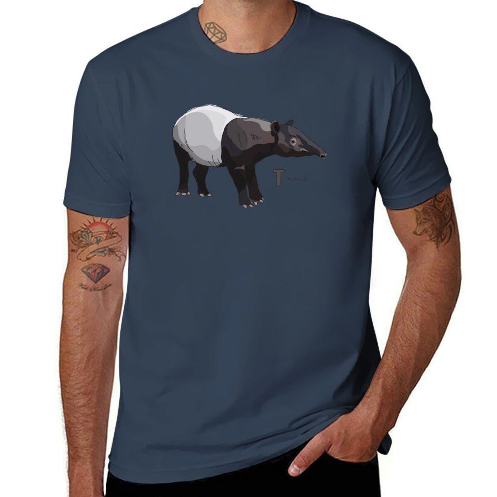 Funky Animal Alphabet T Is For Tapir Tshirt Daily Work Short Sleeve Top S