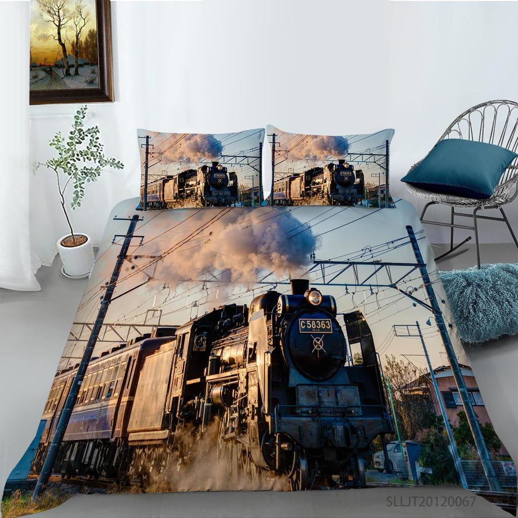 Zestaw pościeli 3D Wzór pojazdu Poszwa na kołdrę i poszewka na poduszkę 2 lub 3 kawałki samolotu lub roweru z nadrukiem Pełnowymiarowa, nadająca się do prania i wygodna pościel