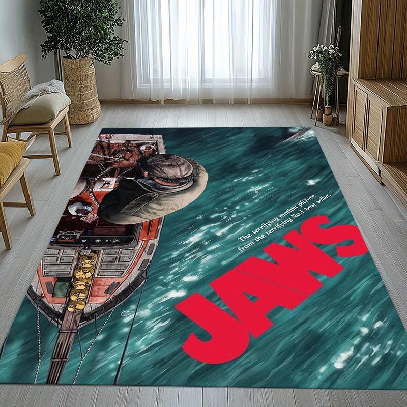 Horror Movie Jaws Shark Living Room Non-Slip Area Rug Soft Carpet for Bedroom Kids Playroom Sofa,Home Decor Doormat Gift