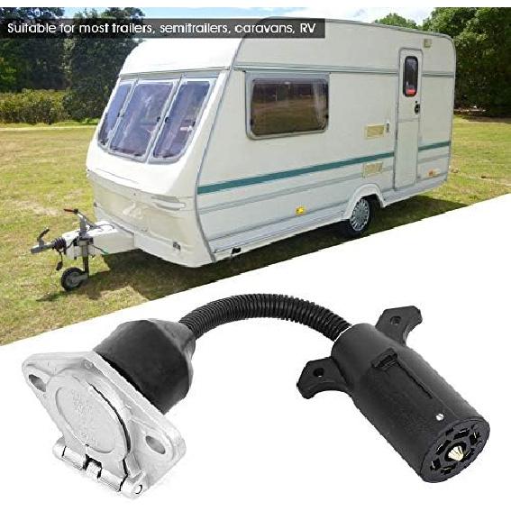 

Trailer Plug Trailer Adapter Cord Plastic + Metal 7 Pin Round to 7 Pin Flat Adapter 7 Flat to 7 Round Pin Adapter Us Typeiversal for Most Rv Trailers