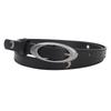 Womens Belt Slim Petite Moon Embellished Versatile Black Leather Accessory