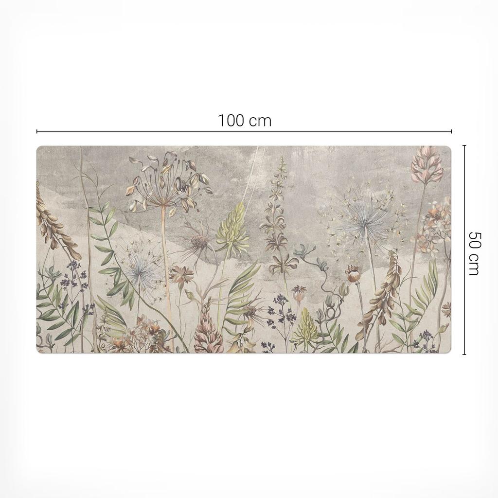 Protective Decorative Mat for Office Desk Plant Pattern Vintage 100X50 Cm