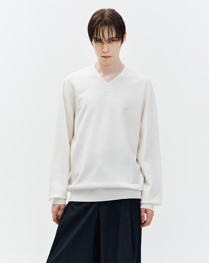 ZIOSONGZIO Timeless Whole Garment V-Neck Knit White Zh6Kt690Wh