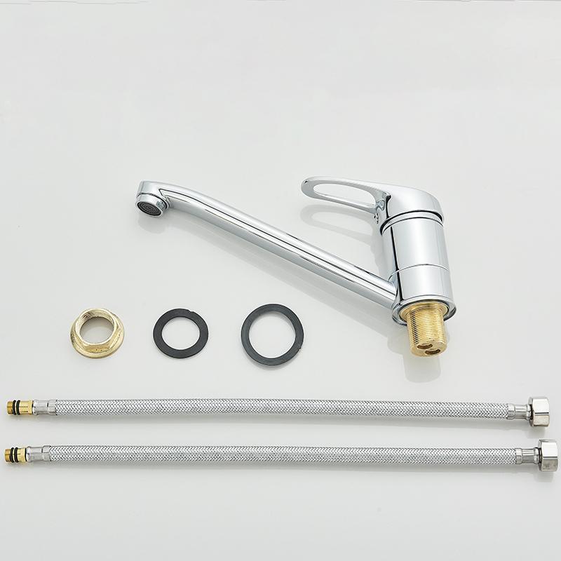 Long Nozzle Kitchen Standing Faucet Bathroom Faucet Modern Polished Chrome Plated Single Handle Swivel Kitchen Tap