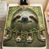 1Pc Raccoons and Sloth Print Flannel Blanket, High quality Comfortable for All Seasons, Home Decor, Warmth and Comfort, Perfect for Gifts