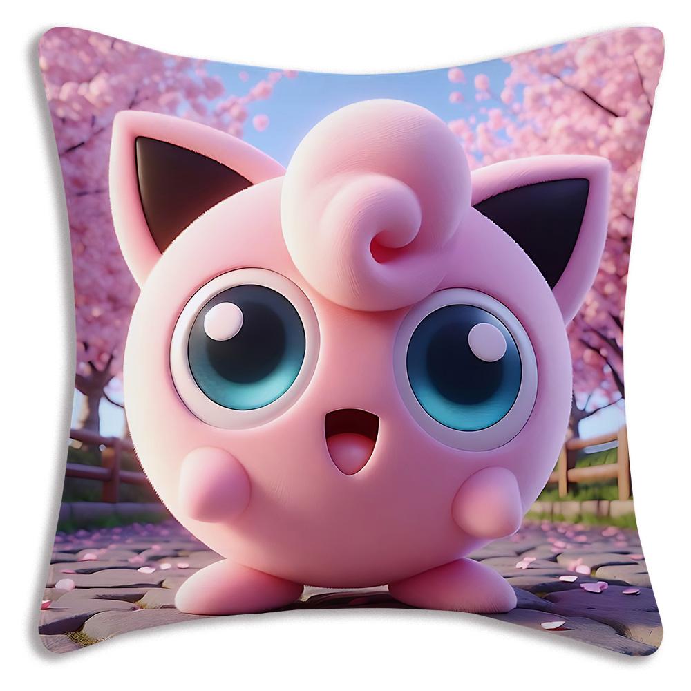 Pillow Covers Cartoon Cute Pokmons Jigglypuffs Sofa Decorative Home Double-Sided Printing Short Plush Cute Cushion Cover