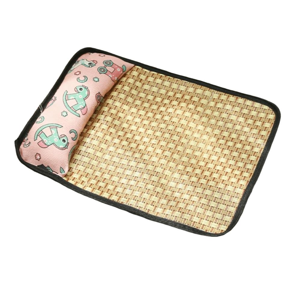 

Cartoon Pattern Pet Cooling Mat Rattan Weave Cat Sleeping Mat Dog Crate Sleep Bed Crate Mat S розовый