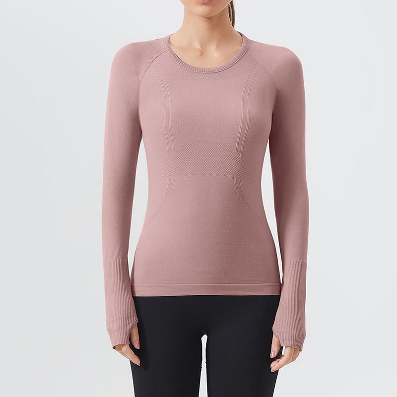 

Женская спортивная футболка с длинным рукавом облегающего кроя - Дышащая, однотонный топ для йоги и бега M