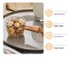 Glass Espresso Bean Measuring Cup with Double Spout, Wooden Handle, and Small Milk Jug