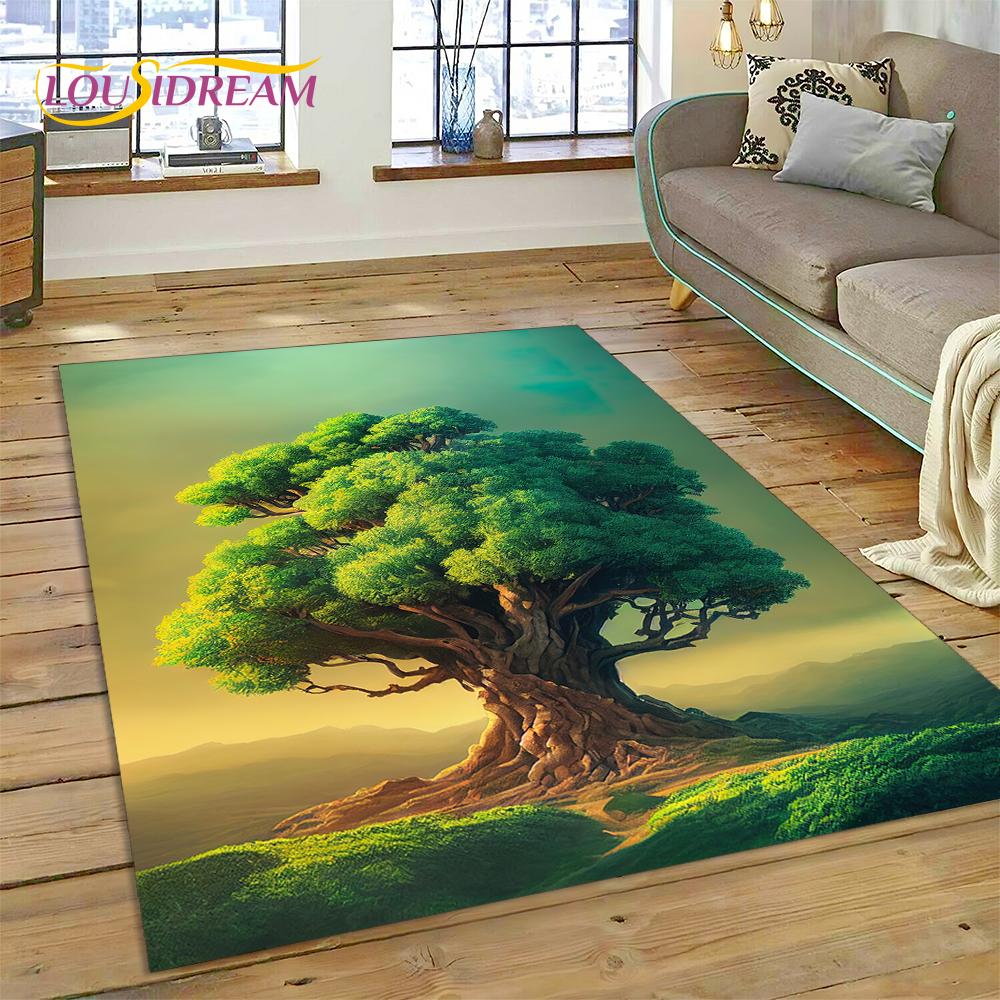 Tree of Life Nature Viking Yggdrasil Norse Rug Carpet for Living Room Bedroom Decor,Non-slip Decoration for Sofa Doormat Gift