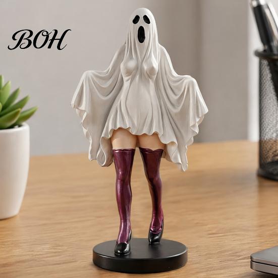 Retro-Stil Seltsame Wohnaccessoires Gotische Geisterfrau Skulptur, Halloween Harz Verhüllte Frau Figur, Mythische Kreative Statue für Geburtstag