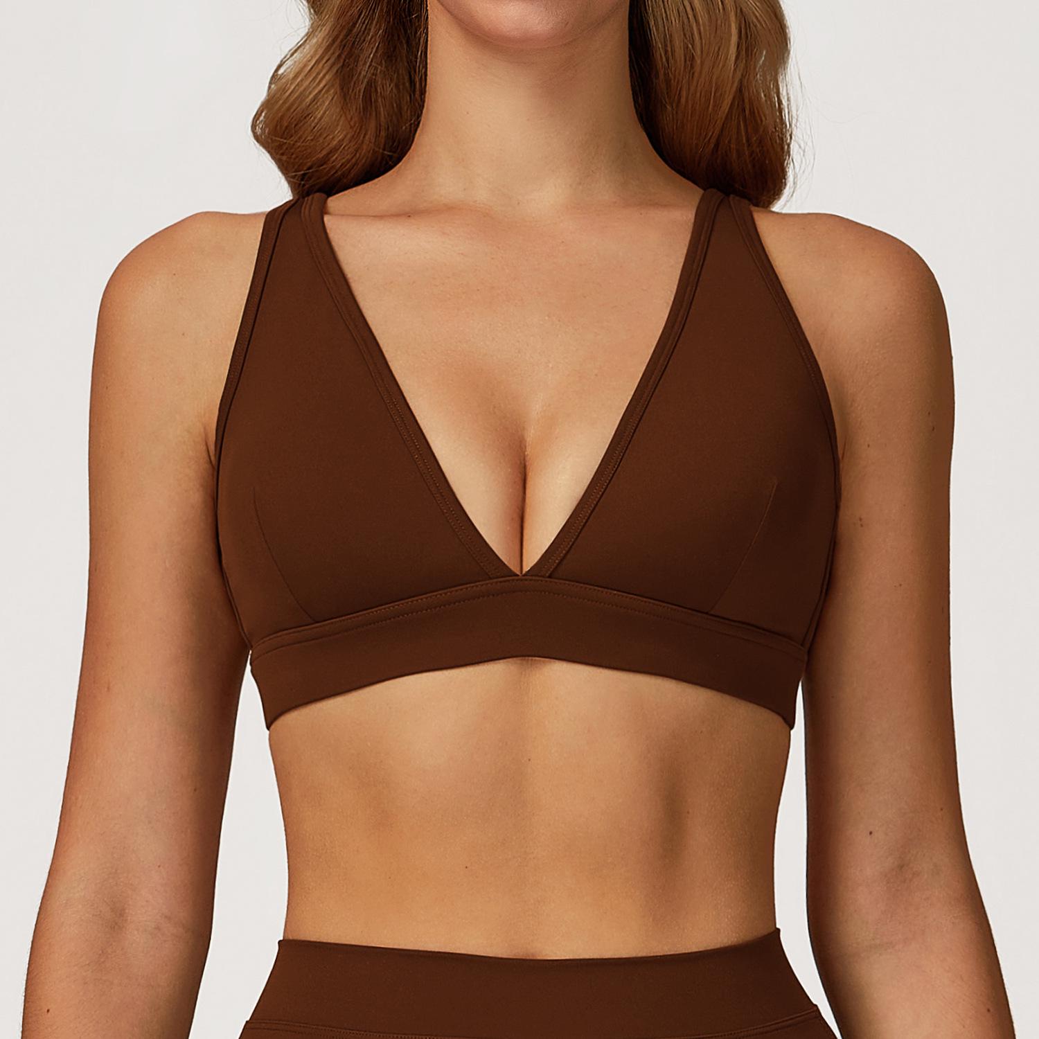 

Cross-Border Brushed Yoga Bra: Quick-Dry Sportswear with Stylish Back Design Medium