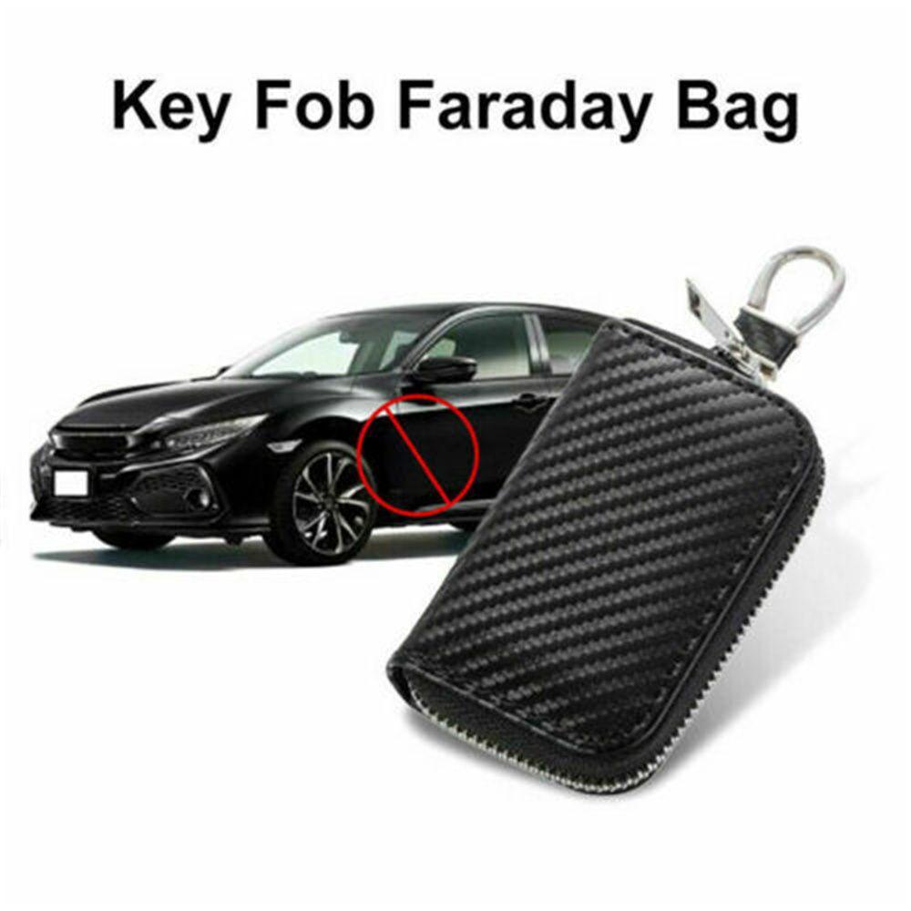 Keyless Zipper Bag PU Signal Blocker Case Faraday Cage RFID Blocking Bag Car Key Signal Shielding