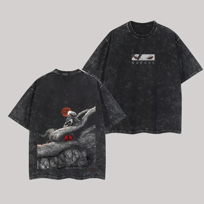 

Madara Uchiha T Shirt Naruto Men Acid Wash Back Print Kurama Anime Graphic Cotton Streetwear Sharingan Vintage Bootleg Tee M