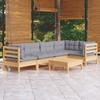 Day and Night - Day and Night Garden Furniture Set 6 Pieces and Gray Pine Wood Cushions