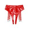 Women High Waist Latex Shorts Crotchless Briefs Thong Underwear with Garter Clips Punk Style Sexy Clubwear Dating Nights Clothes