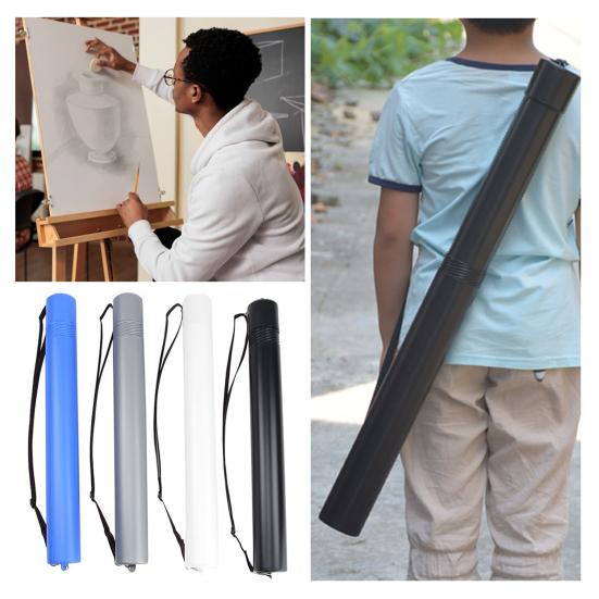 Extendable Poster Tube Painting Storage Case Expands from 19.7" To 35.4" Poster Carrier with Lid Adjustable Shoulder Strap