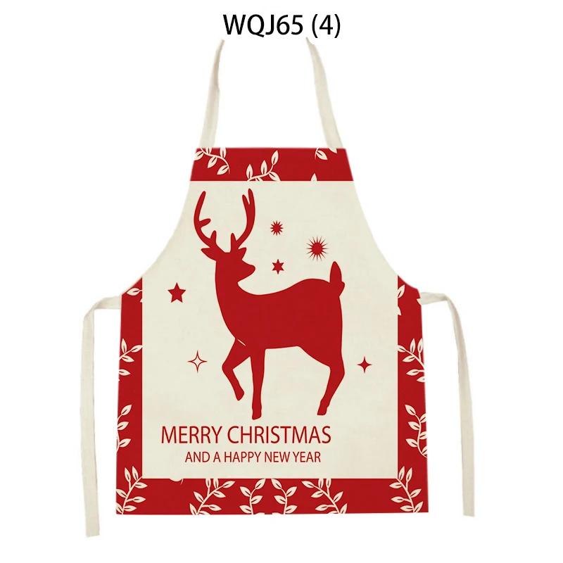 Christmas Apron Snowflake Tree Kitchen Apron Santa Claus Elk Snowman Print Aprons Dinner Party Cooking Apron Baking Accessories