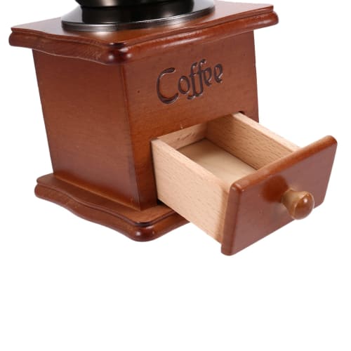 Oikabio Coffee Bean Grinder, Wooden Manual Coffee Grinder, Hand Stainless Steel Retro Coffee Spice Mini Burr Mill with Ceramic