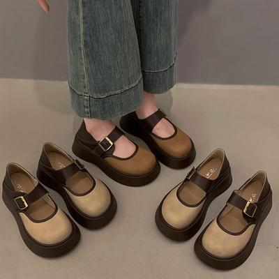 Muffin-Plateau-Einzelschuhe Damen 2025 neuer Sommer kleine Lederschuhe vielseitige kleine Plattform mit Rock Mary Jane