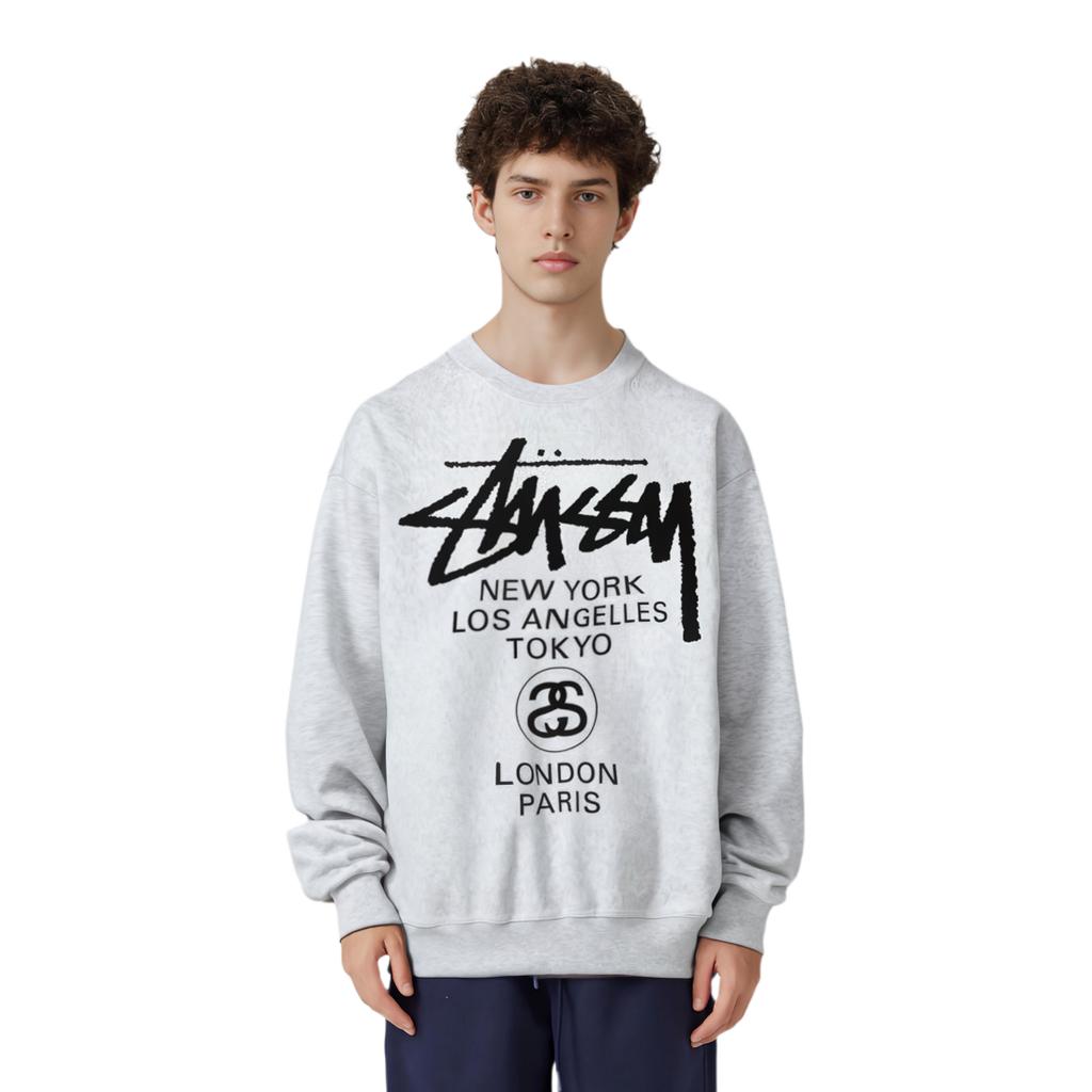 Stussy World Tour Crewneck Ash Heather 3913713
