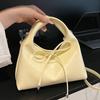 Early Spring New Gentle Wind Solid Color Soft Leather Handbag Bag Women's Simple Straps Bow Versatile Commuter Messenger Bag