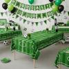 2PCS Stain-resistant Football Theme Disposable Tablecloth Football Sport Table Linen  Game Day