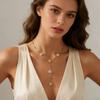 Stainless Steel Elegant Flowers Pendant Necklace 18K Gold Plated Y Shaped Adjustable Long Necklace for Women Fine Jewelry Gifts