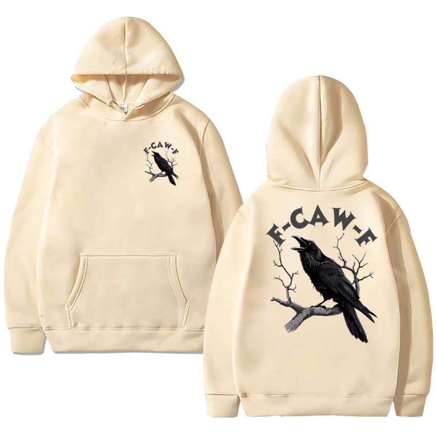 2025 Funny Humor Crow Double Sided printed Hoodies Autumn Winter Unisex harajuku vintage Sweatshirt Men women Fleece pullover